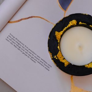 Siyah Beton Gold Süslemeli Soya Mumu | Be4 Rituals