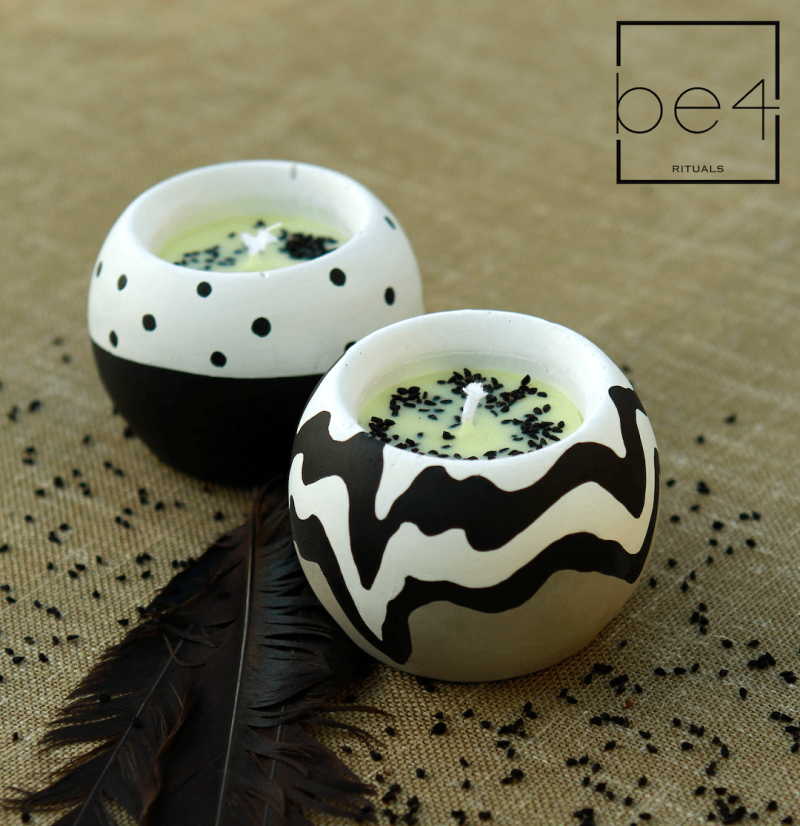 Desenli Beton Lavanta Aromalı Soya Mumu | Be4 Rituals