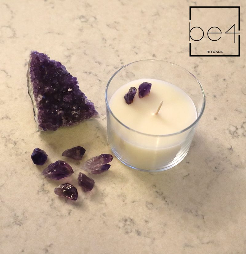 Ametist Doğal Taşlı Lavanta Aromalı Soya Mumu | Be4 Rituals