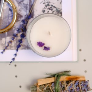 Ametist Doğal Taşlı Lavanta Aromalı Soya Mumu | Be4 Rituals