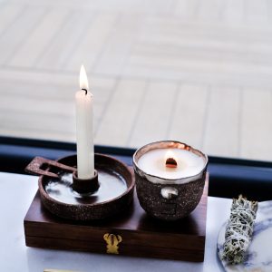 El Yapımı Seramik Şamdan | Dekoratif Mumluk | Doğal ve Şık Ev Dekorasyonu | Kahverengi