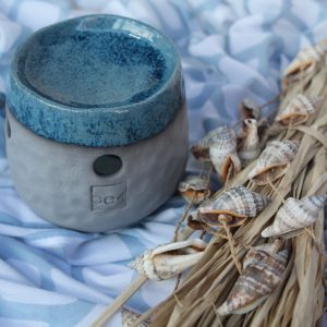 El Yapımı Rustik Seramik Buhurdanlık | Gri Mavi